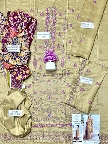 Zarmeen Emaan Emb Viscose 3-Pc ZE-4291