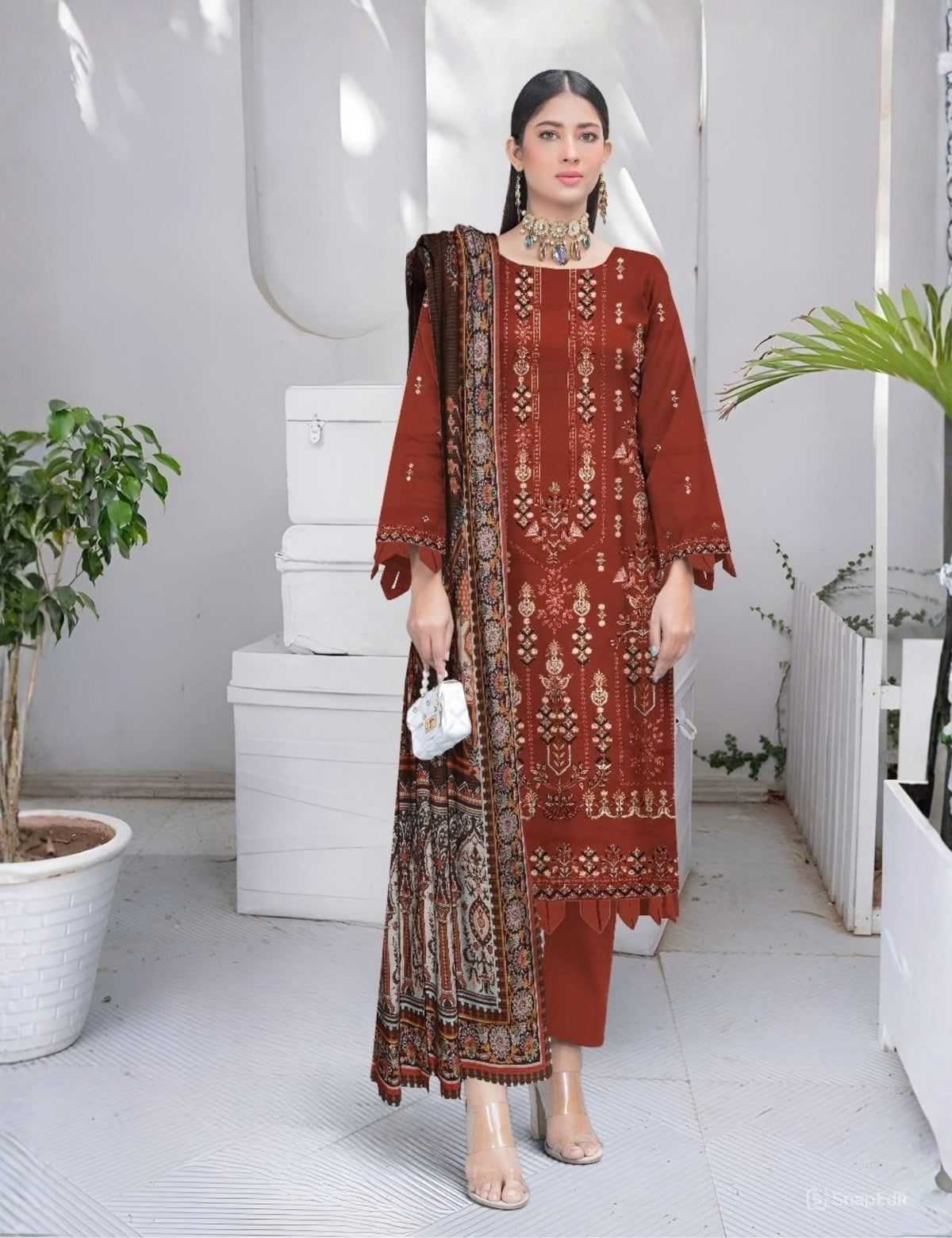 Zarmeen Emaan Emb Viscose 3-Pc ZE-4283