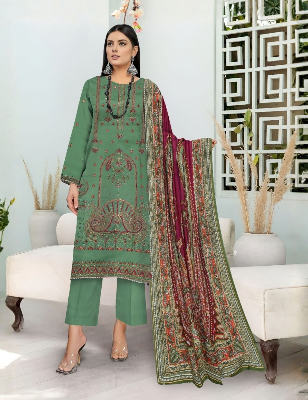 Zarmeen Emaan Emb Viscose 3-Pc ZE-4285