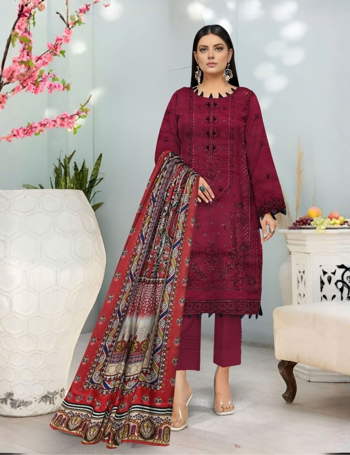 Zarmeen Emaan Emb Viscose 3-Pc ZE-4290