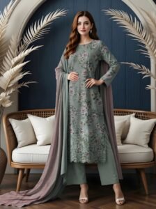 Emb 3pc Munarq Print Lawn V-2530