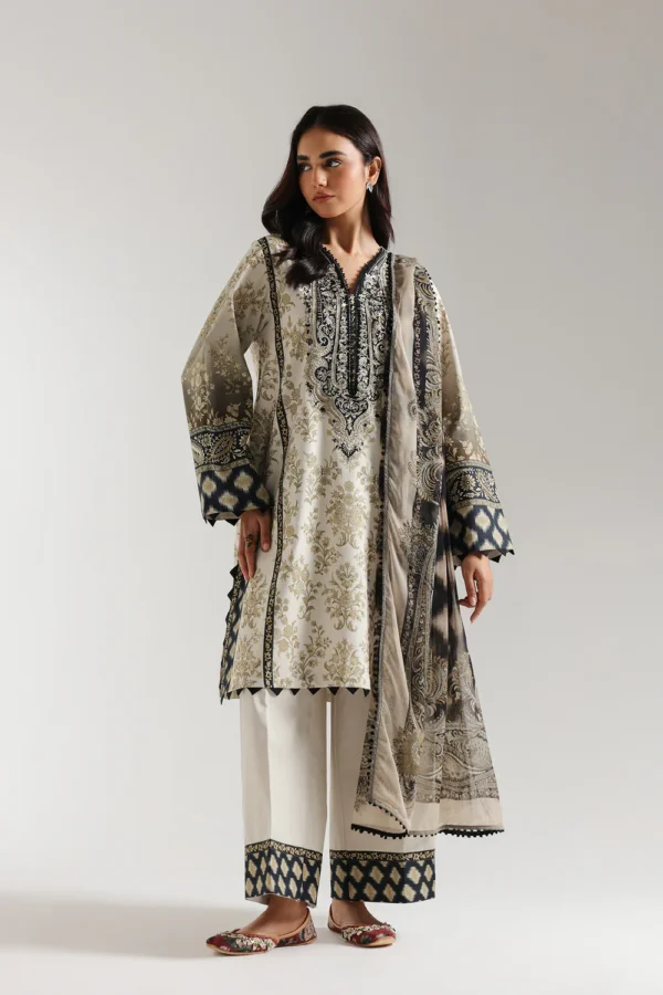 Print 3pc Ethnic Lawn