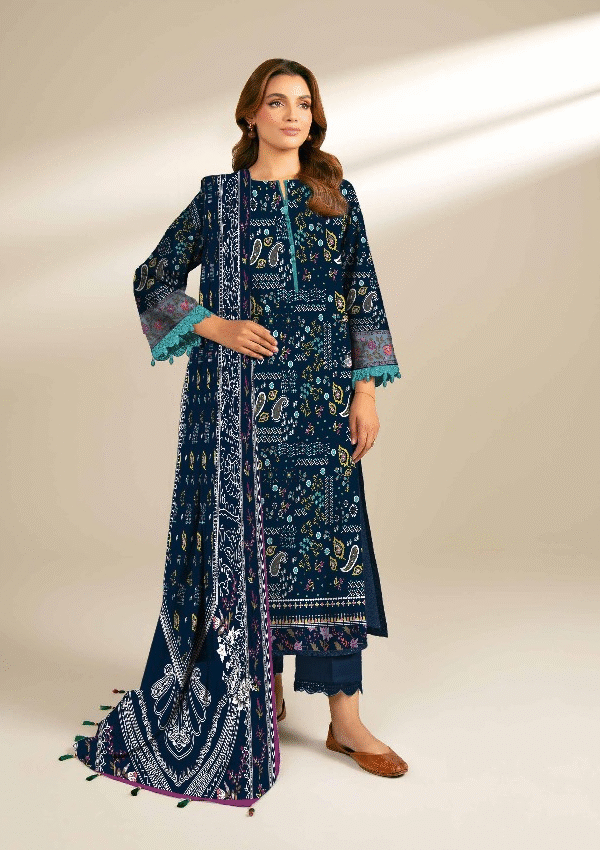 3pc Print Linen Sapphire V-17