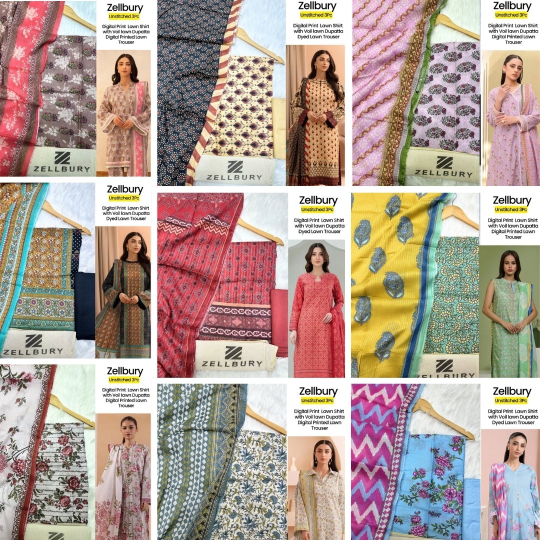 Beechtree Lawn Set of Zellbury Print Lawn 3Pc - Image 1