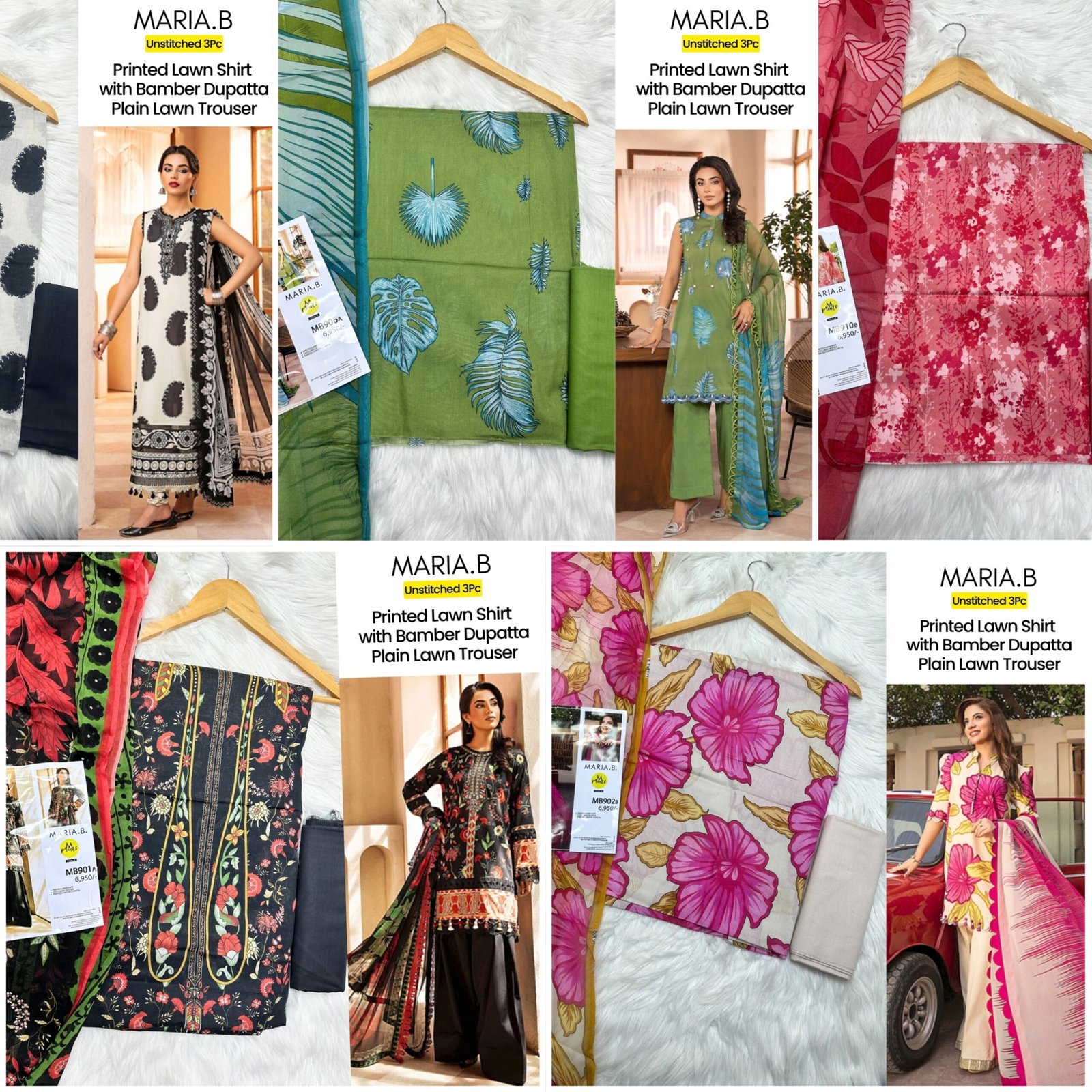 Maria b wholesale Set of Maria b Print lawn 3pc - Image 1