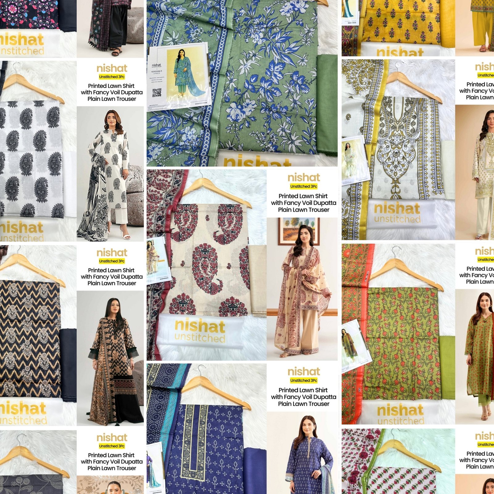 nishat lawn Set of Nishat Print Lawn 3Pc - Image 1