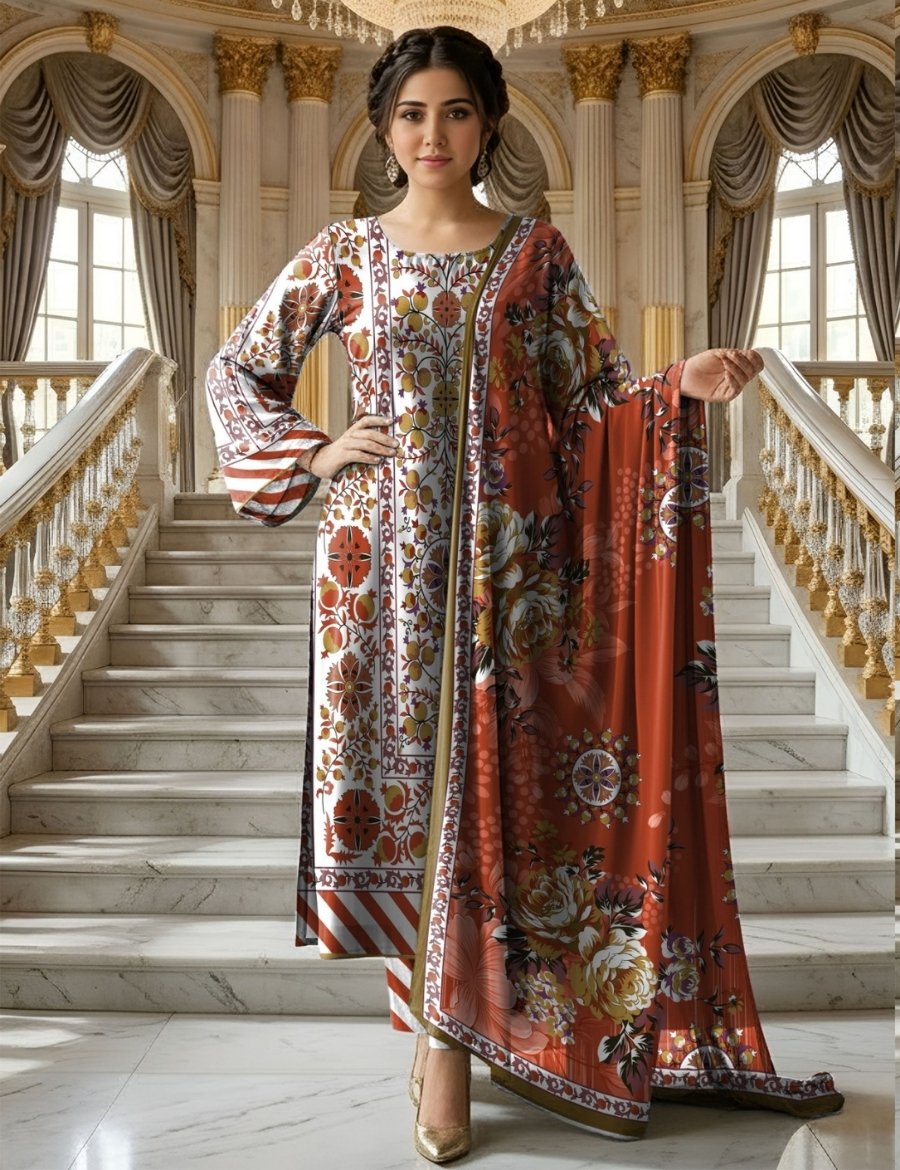 4 Print lawn vol-569 3pc B4 - Image 1